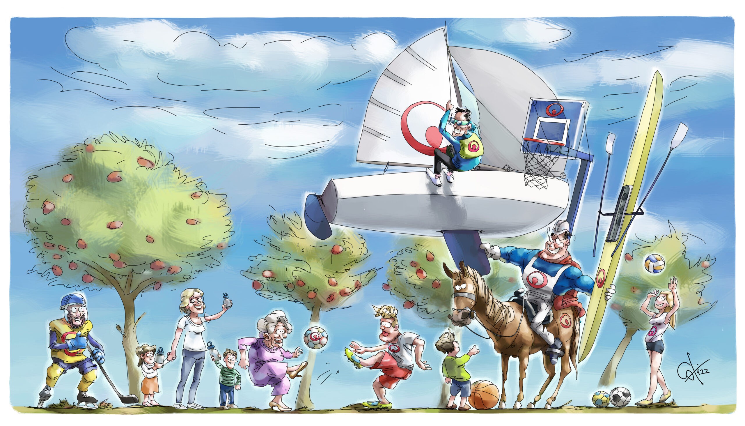 ixtract Illustration Sportförderung Vertriebskalender Veolia